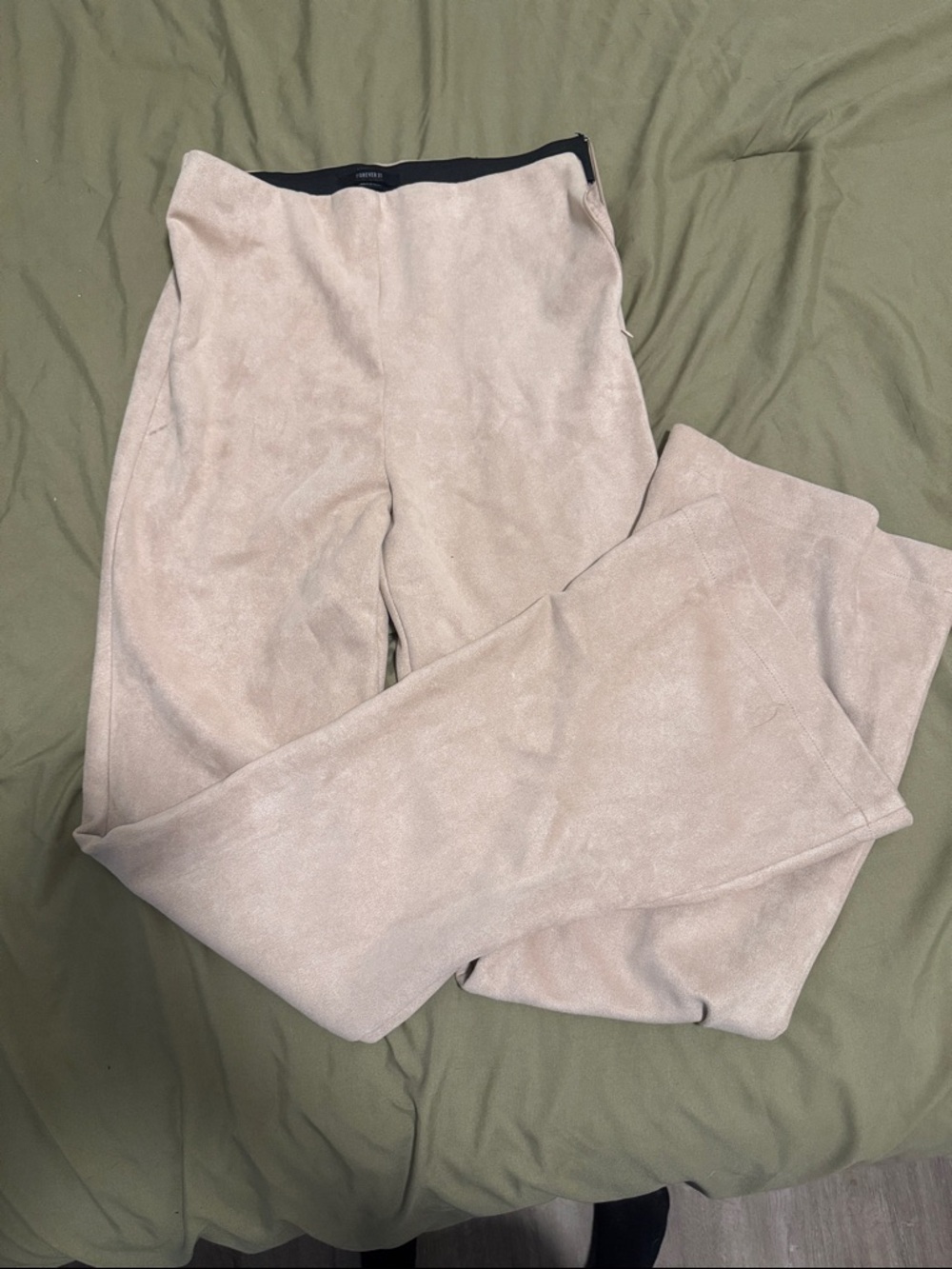 Forever 21 Taupe Suede-Look Straight Trousers
